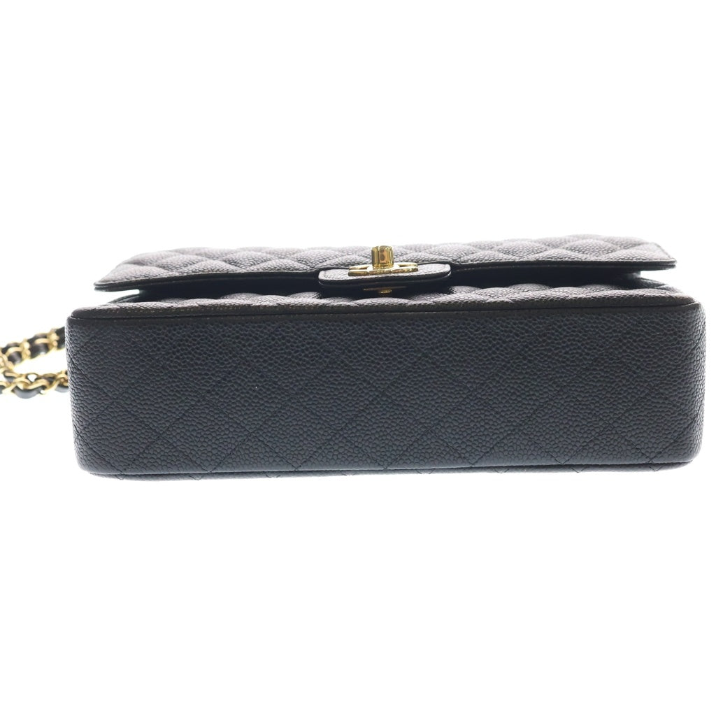 CHANEL(シャネル) マトラッセ25 キャビアスキン レザー Wフラップ Wチェーン ショルダーバッグ ゴールド金具 ブラック A01112 28番台 レディース