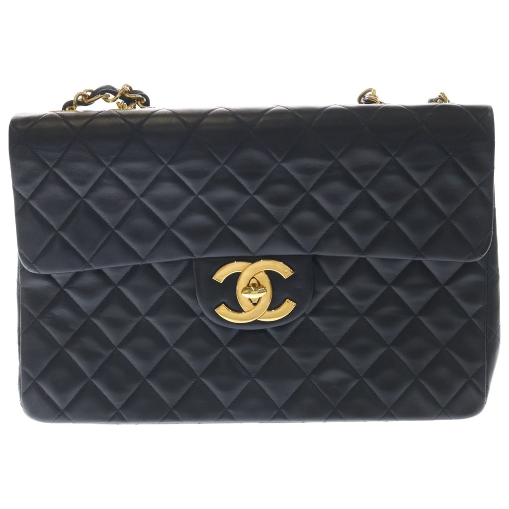 CHANEL(シャネル) デカマトラッセ34 ココマーク チェーン ショルダーバック ゴールド金具 ラムスキン ブラック レディース