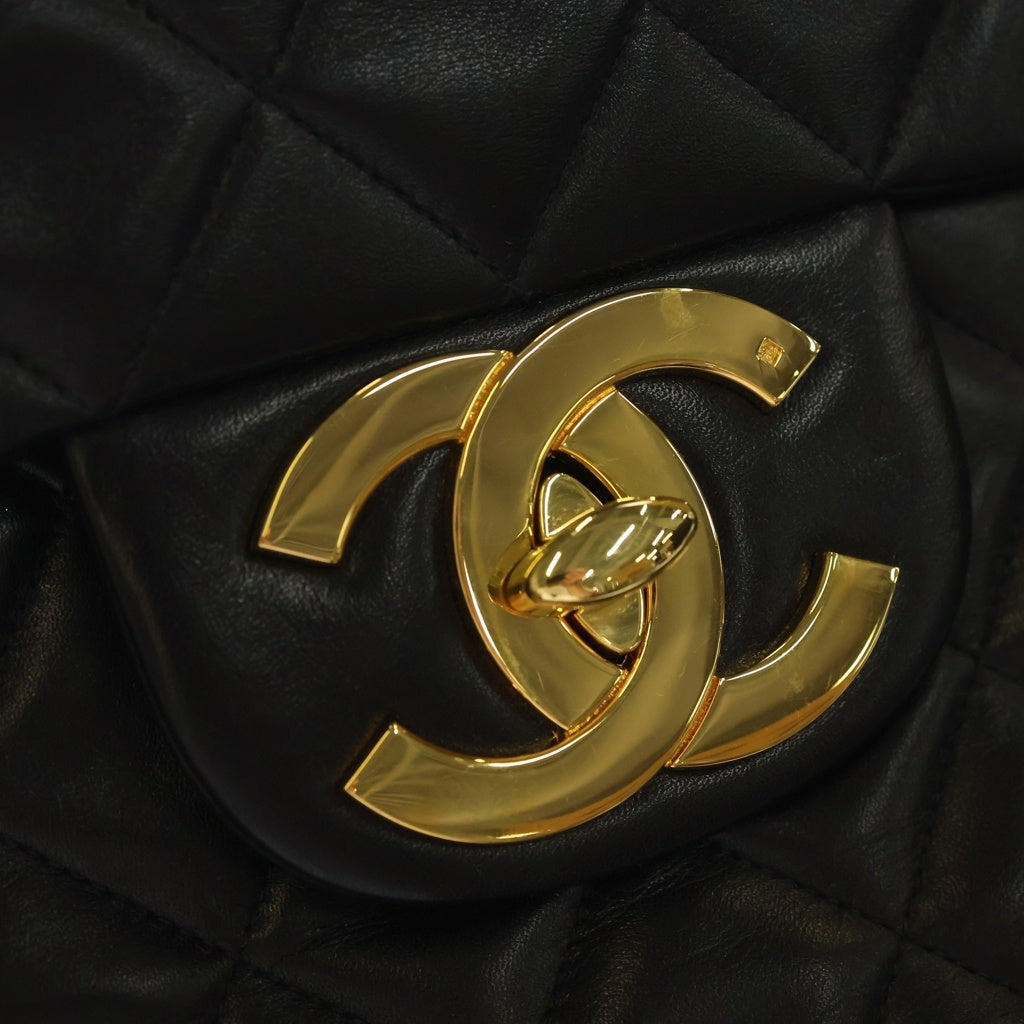 CHANEL(シャネル) デカマトラッセ34 ココマーク チェーン ショルダーバック ゴールド金具 ラムスキン ブラック レディース