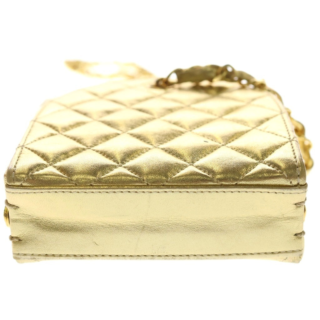 CHANEL(シャネル) がま口チェーンショルダーバッグ ミニバッグ ゴールド レザー ゴールド金具 レディース