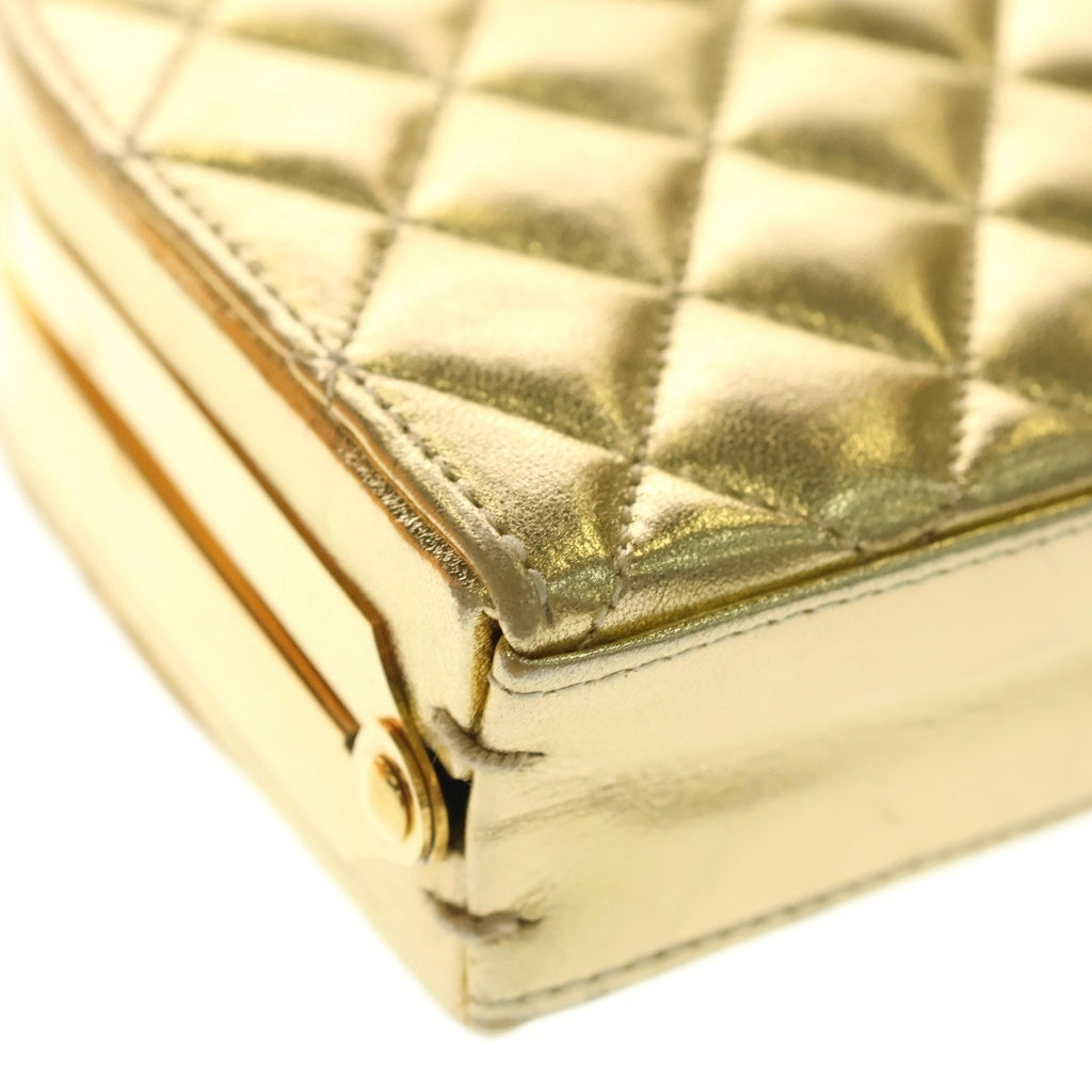 CHANEL(シャネル) がま口チェーンショルダーバッグ ミニバッグ ゴールド レザー ゴールド金具 レディース