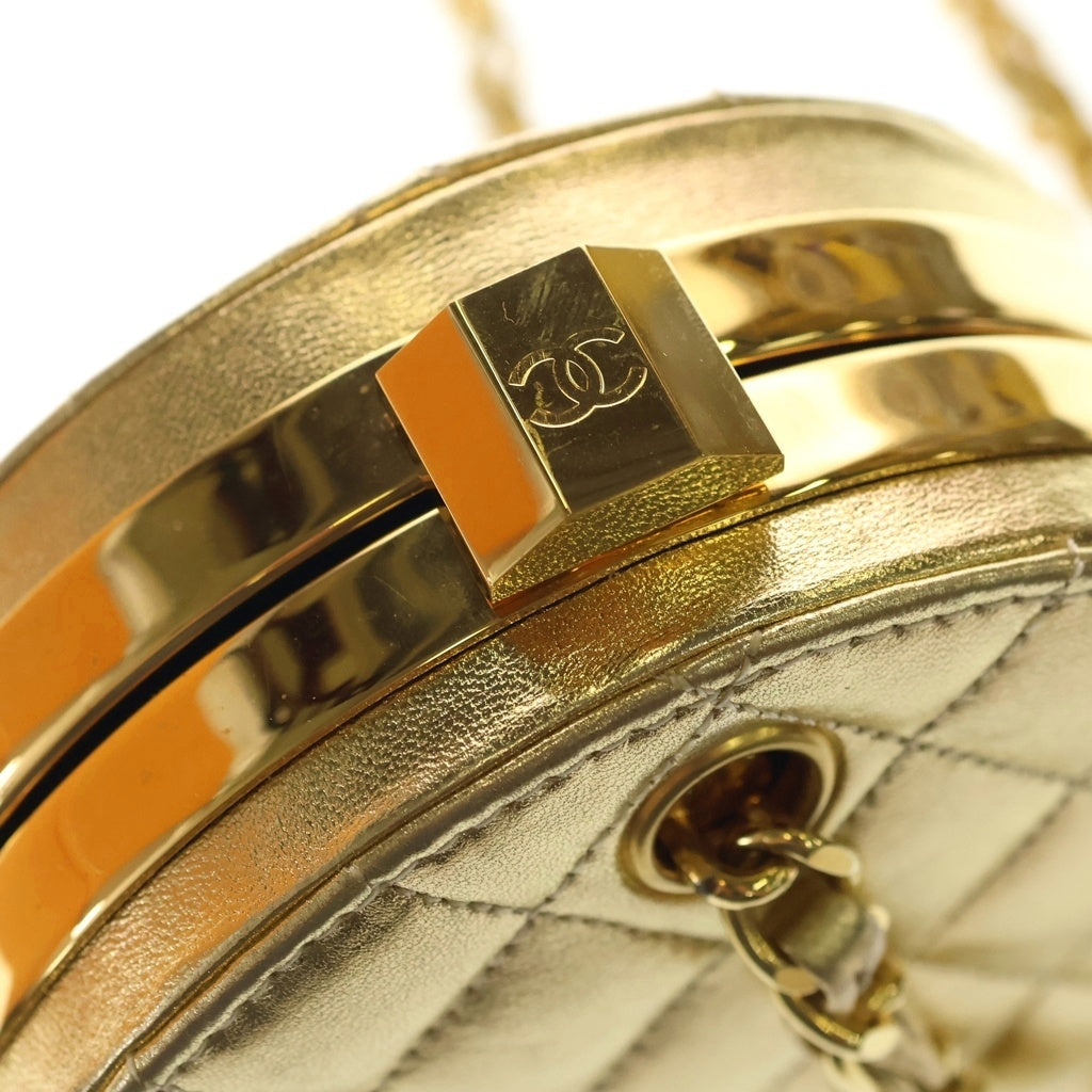 CHANEL(シャネル) がま口チェーンショルダーバッグ ミニバッグ ゴールド レザー ゴールド金具 レディース
