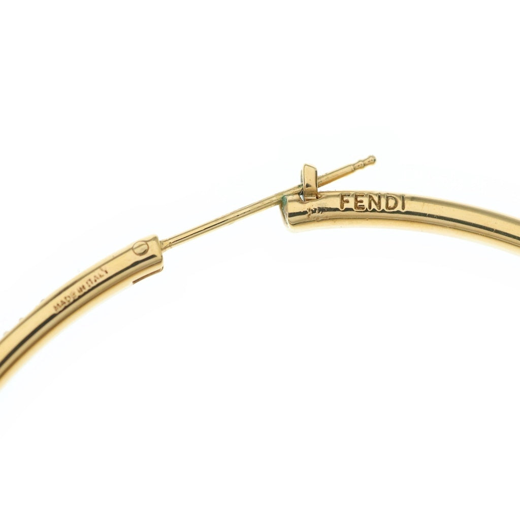 FENDI(フェンディ) ロゴ フープ ピアス ゴールド GP ラインストーン レディース