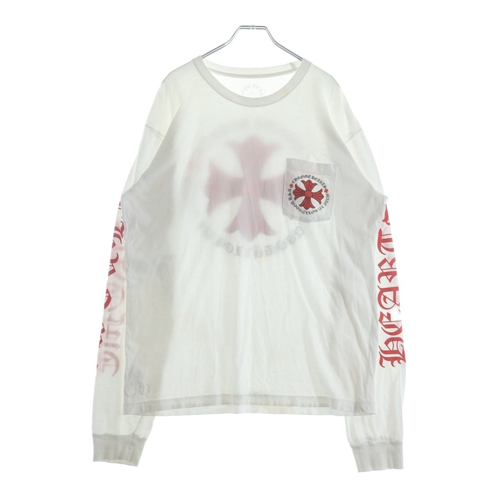 CHROME HEARTS(クロムハーツ) Made in Hollywood Plus Cross 長袖Tシャツ カットソー ロンT 袖プリント ホワイト