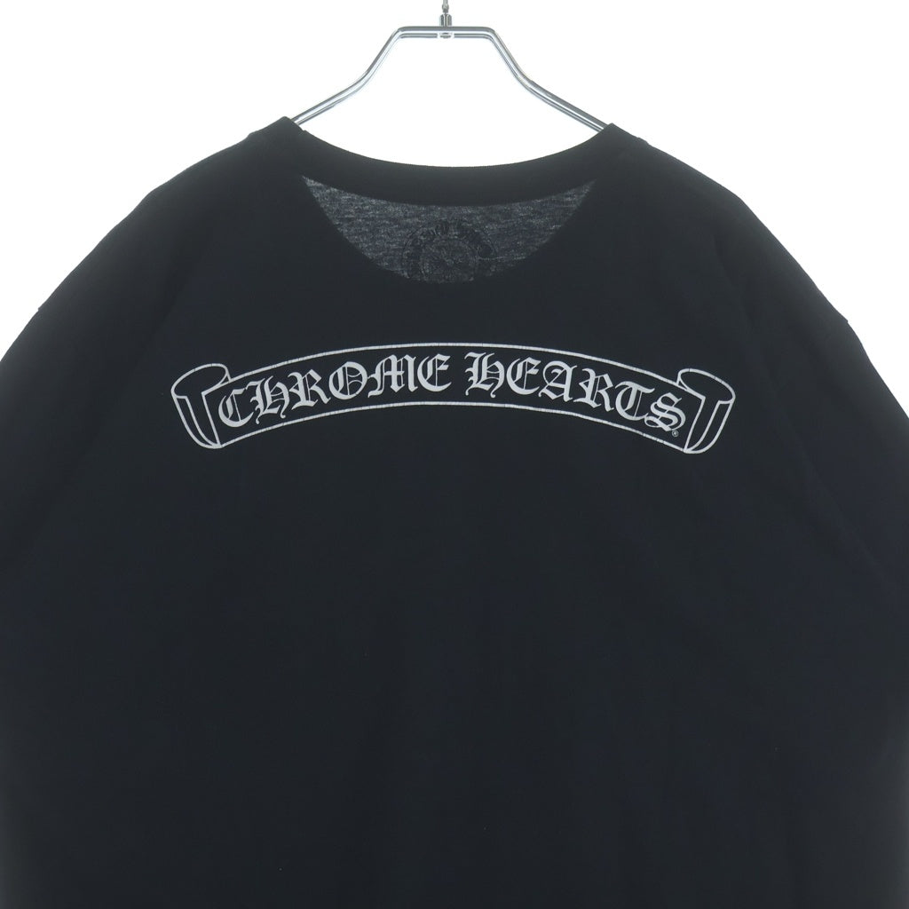 CHROME HEARTS(クロムハーツ) バックスクロールラベル 半袖Tシャツ カットソー 両面プリント コットン ブラック