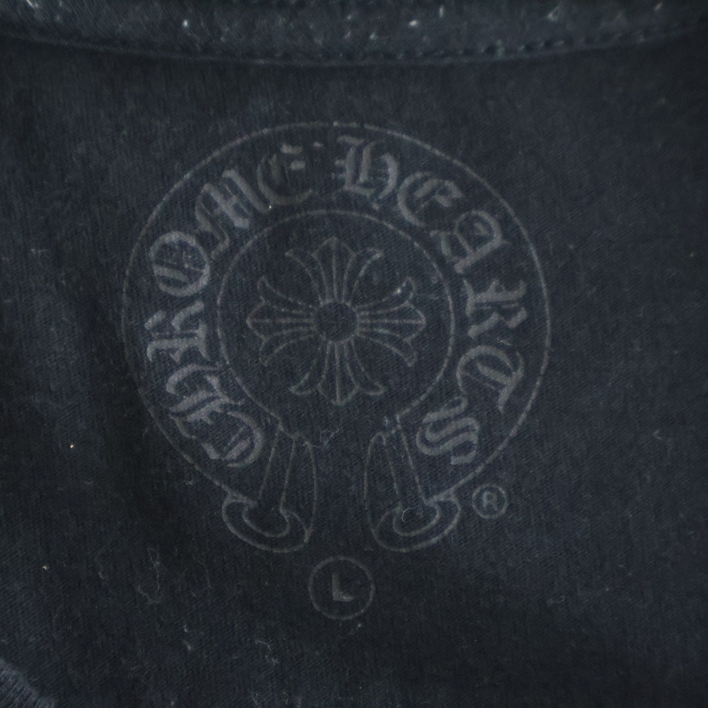 CHROME HEARTS(クロムハーツ) バックスクロールラベル 半袖Tシャツ カットソー 両面プリント コットン ブラック