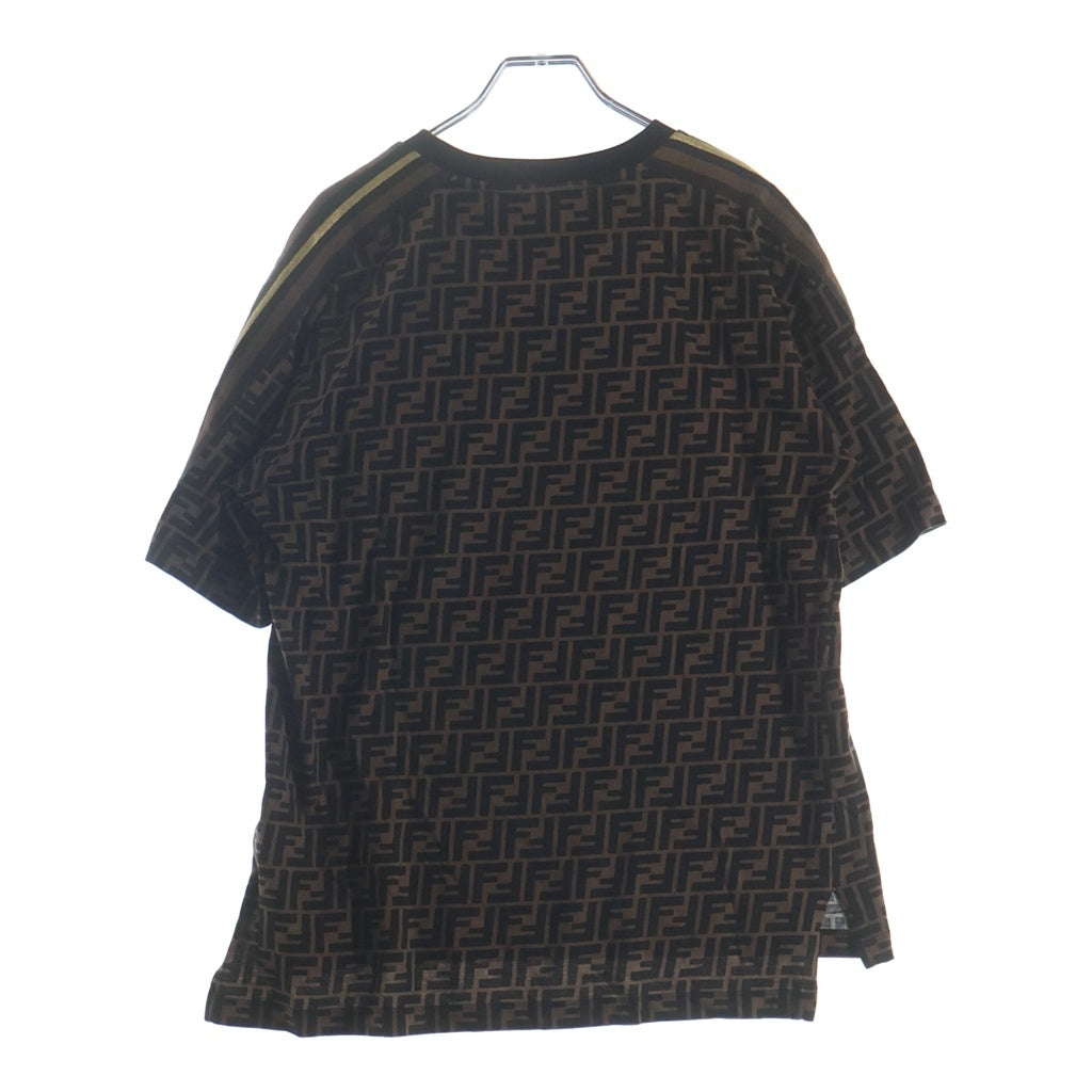 FENDI(フェンディ) ズッカ FFロゴ コットンTシャツ ブラウン×ブラック #40 FS7011