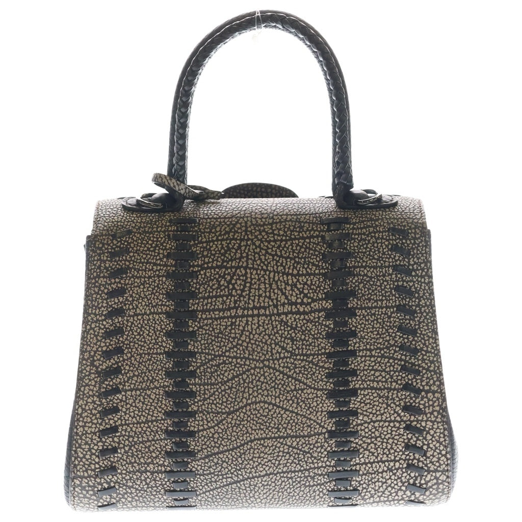 DELVAUX(デルボー) ブリヨンミニ クリスピーカーフ トライバルステッチ レザー 2WAY ハンド ショルダーバッグ ブラウン/ブラック レディース