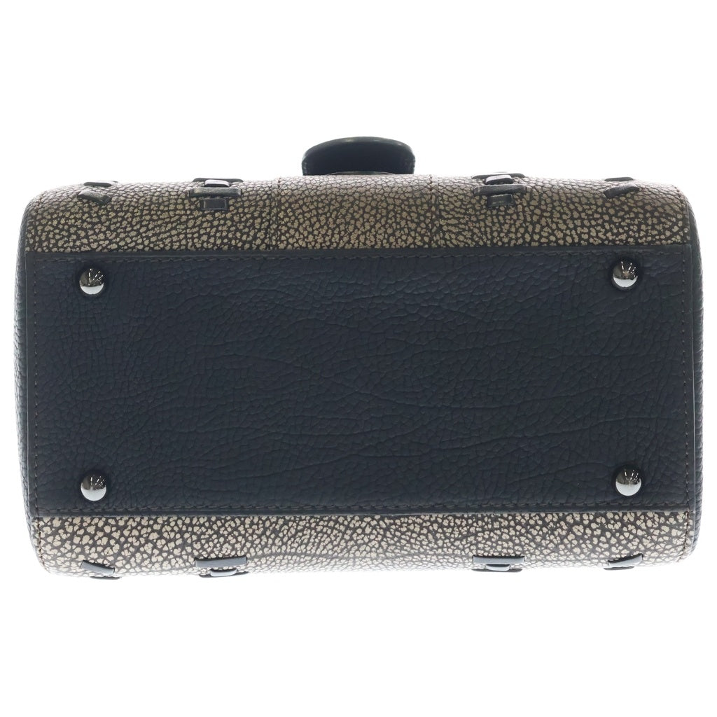 DELVAUX(デルボー) ブリヨンミニ クリスピーカーフ トライバルステッチ レザー 2WAY ハンド ショルダーバッグ ブラウン/ブラック レディース
