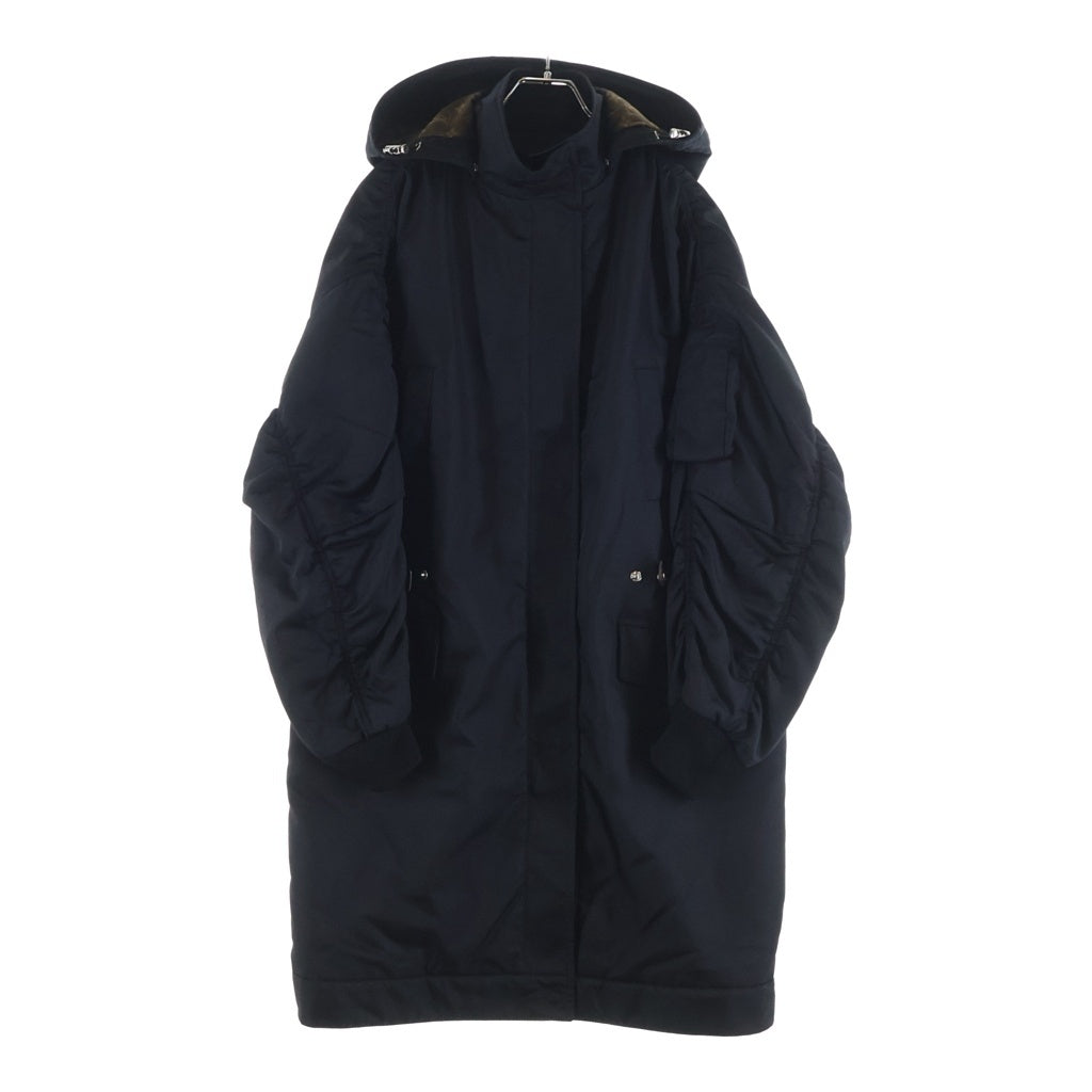 LOUIS VUITTON(ルイヴィトン) モノグラムライニング ナイロン レザーパッチ フーデッド コート ブラック FJ0W02XTQ レディース