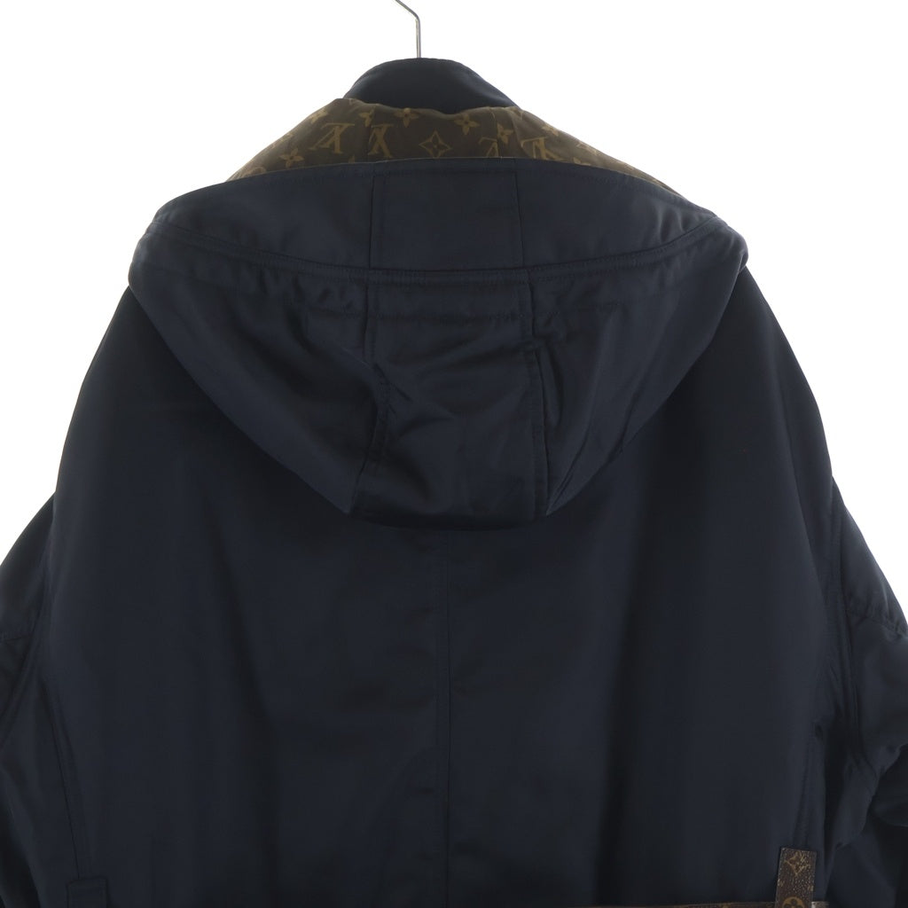 LOUIS VUITTON(ルイヴィトン) モノグラムライニング ナイロン レザーパッチ フーデッド コート ブラック FJ0W02XTQ レディース