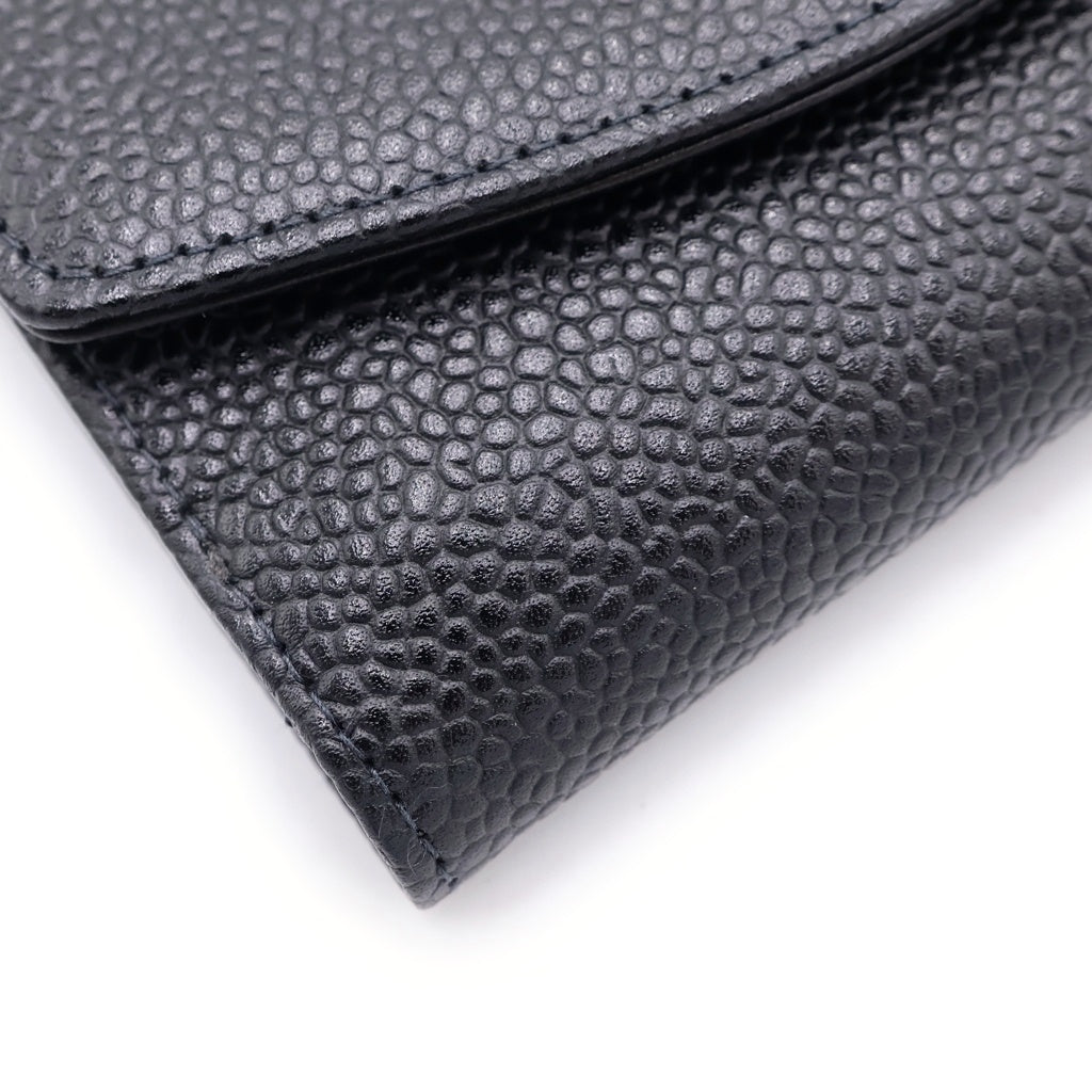CHANEL(シャネル) ココマーク 三つ折りコンパクトウォレット 財布 キャビアスキン ゴールド金具 ブラック 79番台
