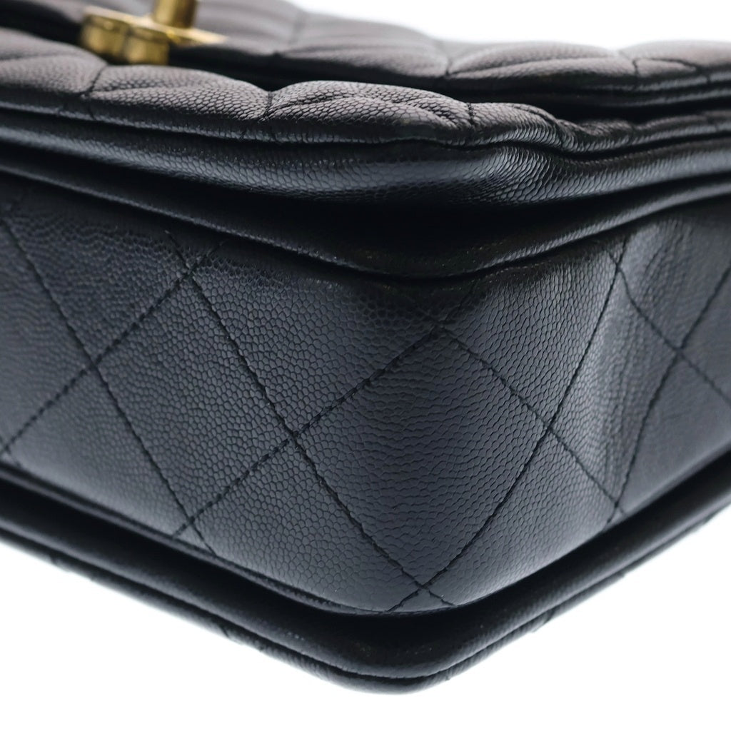CHANEL(シャネル) ミニマトラッセ チェーンショルダーバッグ ブラック キャビアスキン AS3580 ゴールド金具 レディース