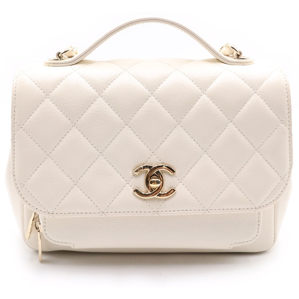 CHANEL(シャネル) マトラッセ アフィニティ 2WAYハンドバッグ チェーンショルダーバッグ ホワイト キャビアスキン A93749 ゴールド金具 レディース