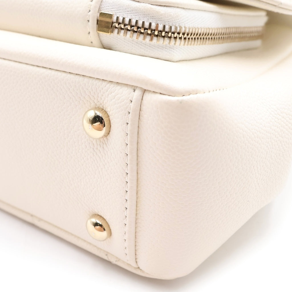 CHANEL(シャネル) マトラッセ アフィニティ 2WAYハンドバッグ チェーンショルダーバッグ ホワイト キャビアスキン A93749 ゴールド金具 レディース