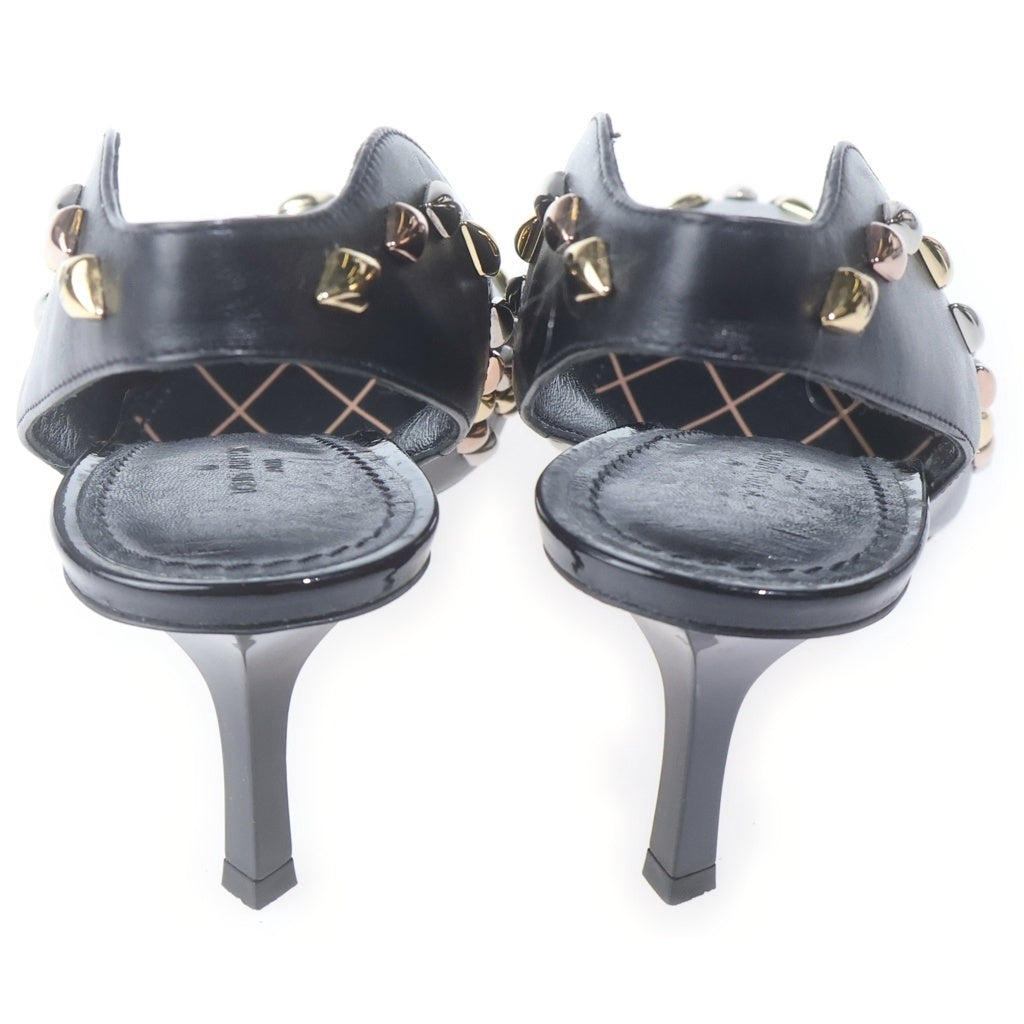 LOUIS VUITTON(ルイヴィトン) スタッズ レザーパンプス ローヒール ポインテッドトゥ ブラック MA0165 レディース