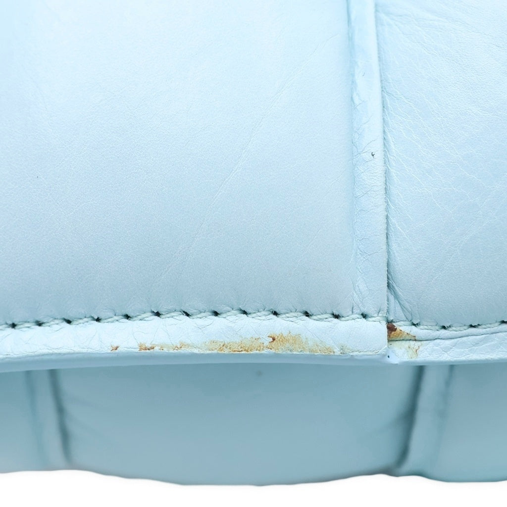 BOTTEGA VENETA(ボッテガヴェネタ) パデットカセット イントレチャート レザー シルバー金具 ショルダーバッグ ブルー レディース