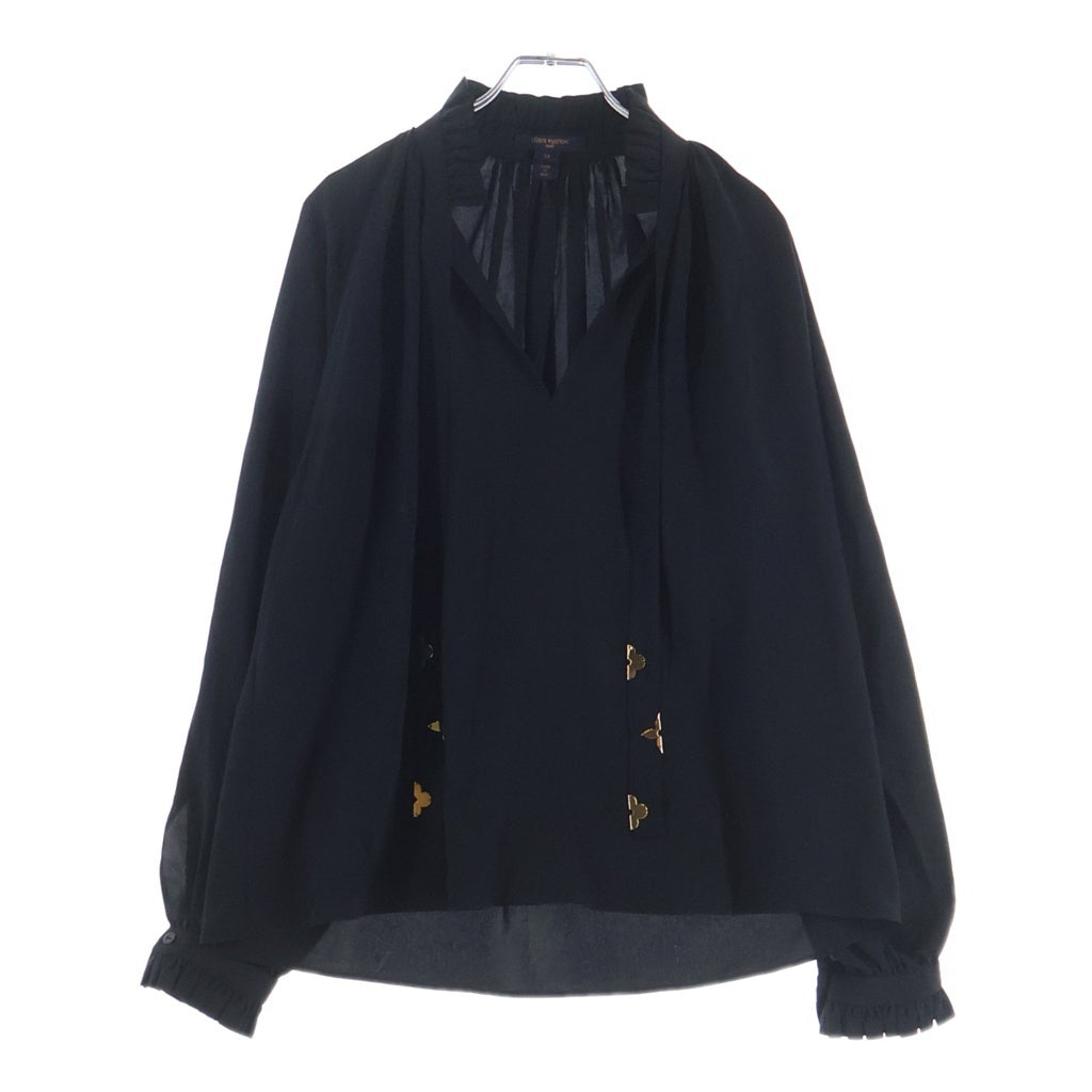 LOUIS VUITTON(ルイヴィトン) スキッパー ブラウス ボウタイ フリル シルク ブラック RW201W 34サイズ レディース