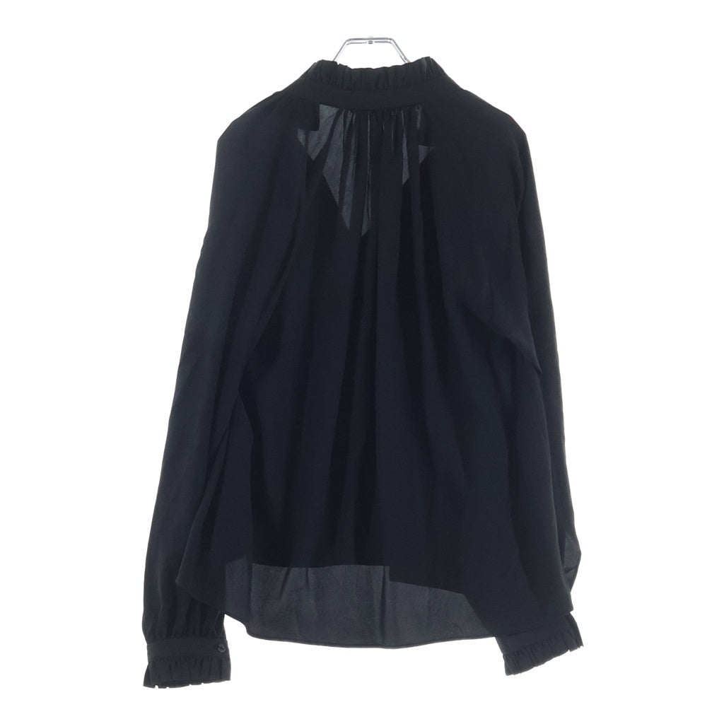 LOUIS VUITTON(ルイヴィトン) スキッパー ブラウス ボウタイ フリル シルク ブラック RW201W 34サイズ レディース