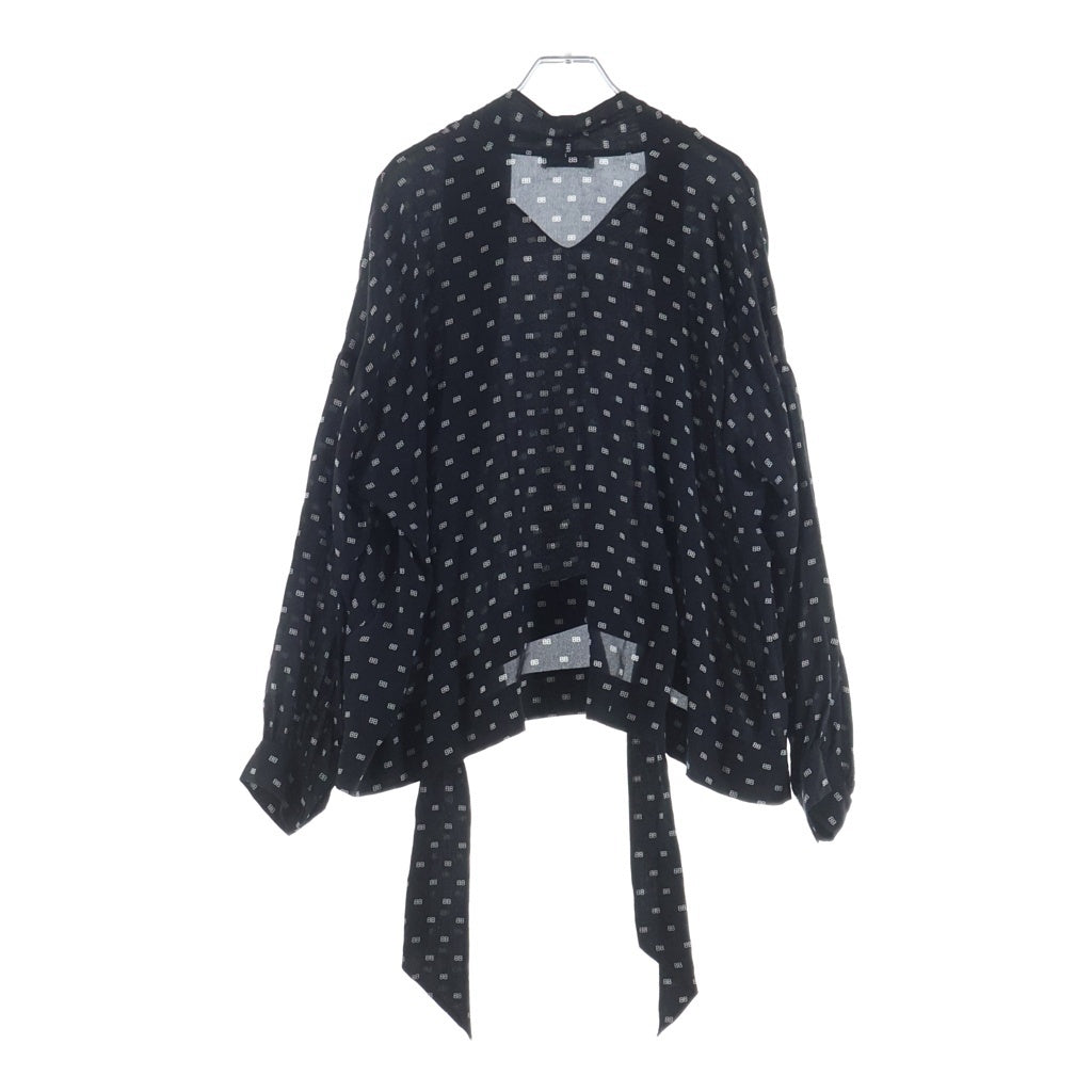 BALENCIAGA(バレンシアガ) BBロゴ ボウタイ ブラウス シルク ブラック 34サイズ レディース
