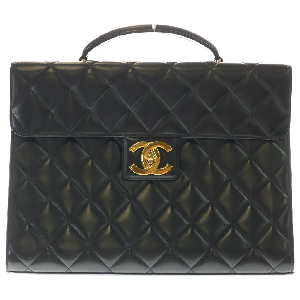 CHANEL(シャネル) マトラッセ デカココマーク ブリーフケース ビジネスバック ゴールド金具 ラムスキン ブラック レディース