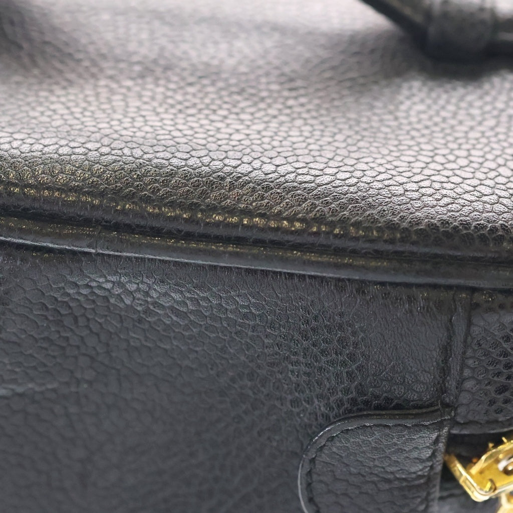 CHANEL(シャネル) ココマーク バニティ ポーチ ハンドバッグ ブラック キャビアスキン ゴールド金具 レディース