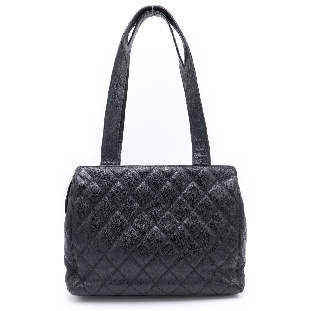 CHANEL(シャネル) マトラッセ ターンロック ハンドバッグ トートバッグ ブラック キャビアスキン シルバー金具 レディース