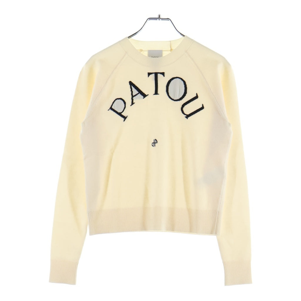 PATOU(パトゥー) ロゴ クルーネック 長袖ニット セーター アイボリー レディース