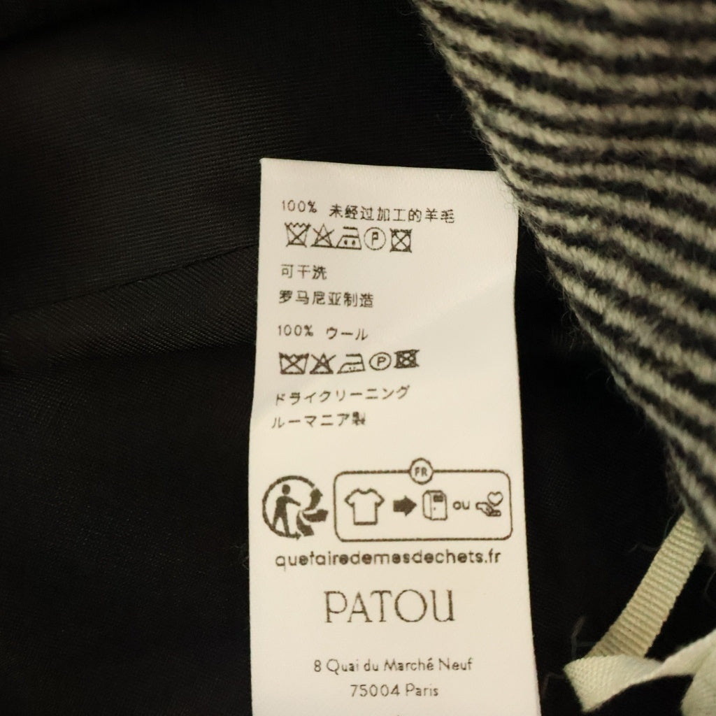 PATOU(パトゥー) ウール ストライプ総柄 プリーツ ミニスカート グレー レディース