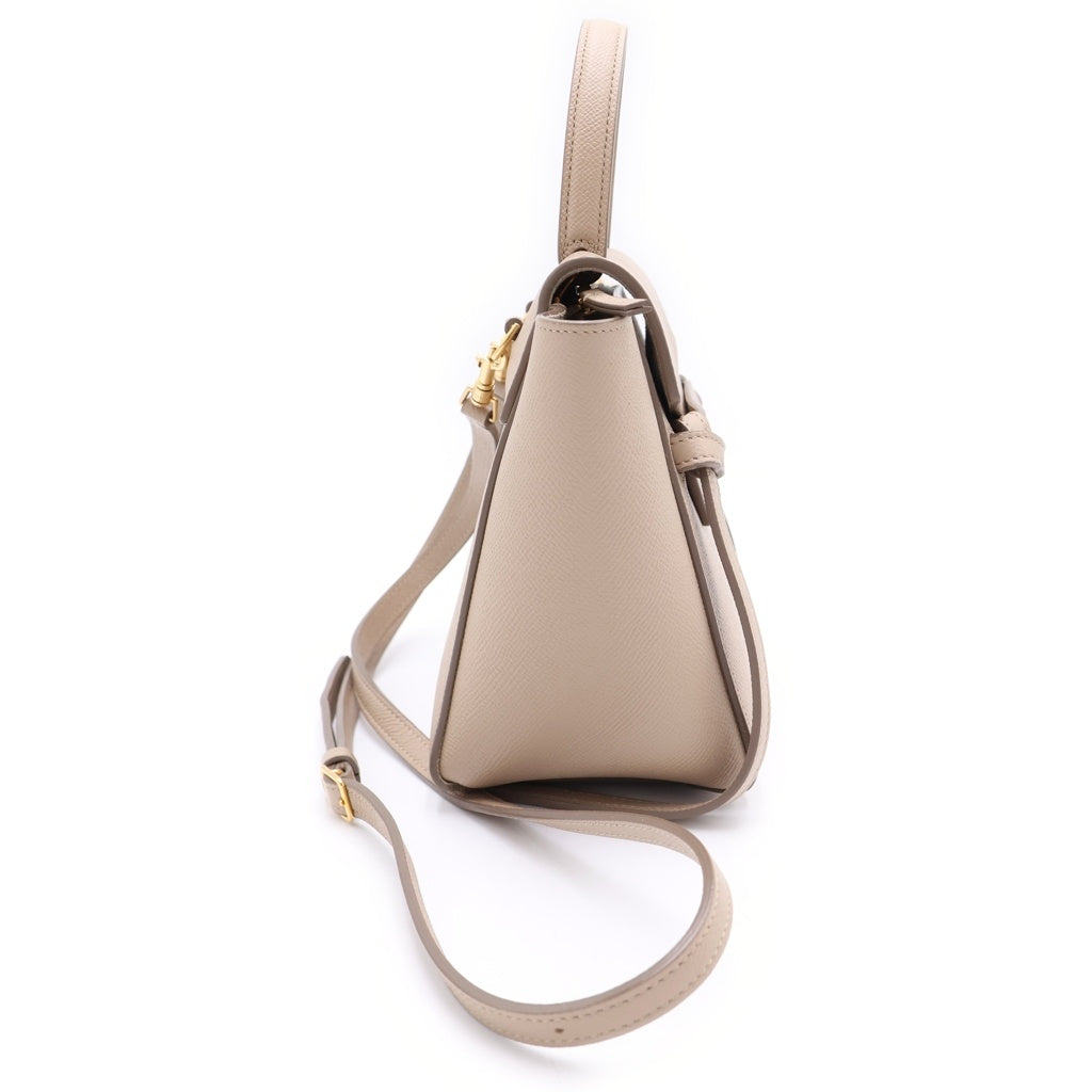 CELINE(セリーヌ) セリーヌ ベルトバッグ 2WAYハンドバッグ ショルダーバッグ ベージュ レザー ゴールド金具 レディース