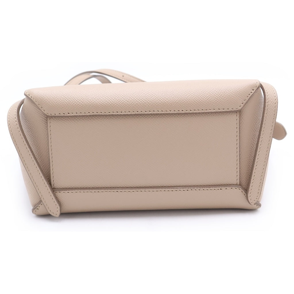 CELINE(セリーヌ) セリーヌ ベルトバッグ 2WAYハンドバッグ ショルダーバッグ ベージュ レザー ゴールド金具 レディース