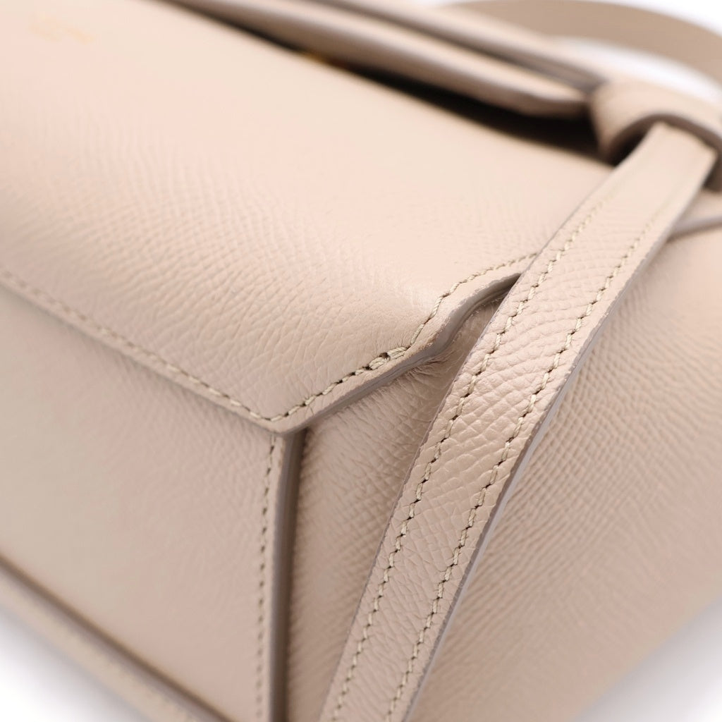 CELINE(セリーヌ) セリーヌ ベルトバッグ 2WAYハンドバッグ ショルダーバッグ ベージュ レザー ゴールド金具 レディース