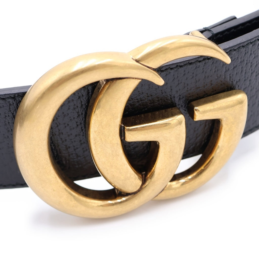 GUCCI(グッチ) GGマーモント レザーベルト ブラック レザー 85/34 406831 ゴールド金具