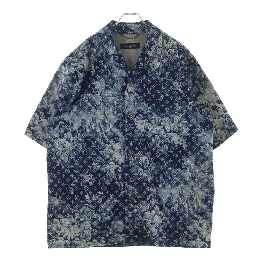LOUIS VUITTON(ルイヴィトン) 21SS ハワイアン モノグラム タペストリー 半袖開襟デニムシャツ オーバーサイズ コットン ブルー RM211M ZMC HKS02W
