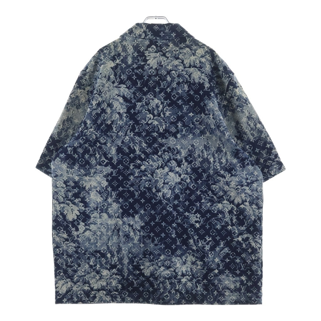 LOUIS VUITTON(ルイヴィトン) 21SS ハワイアン モノグラム タペストリー 半袖開襟デニムシャツ オーバーサイズ コットン ブルー RM211M ZMC HKS02W