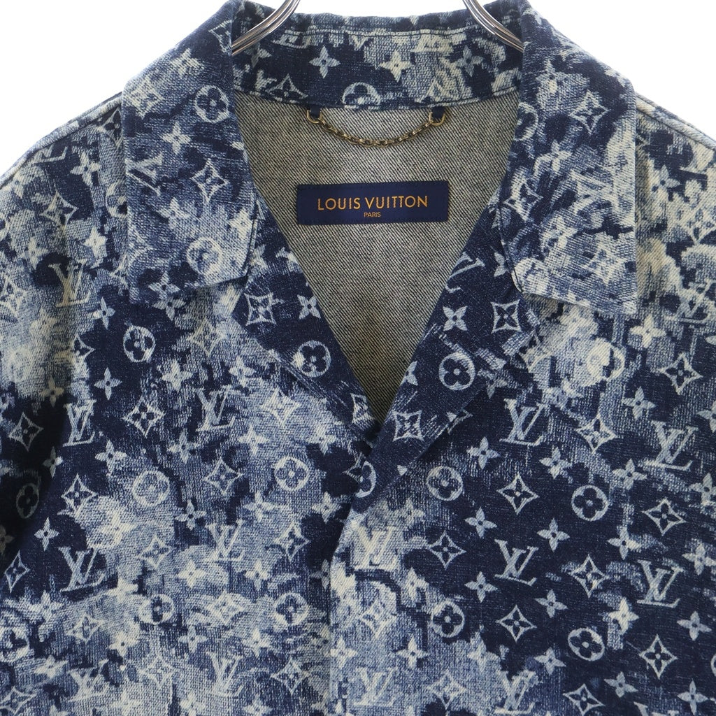 LOUIS VUITTON(ルイヴィトン) 21SS ハワイアン モノグラム タペストリー 半袖開襟デニムシャツ オーバーサイズ コットン ブルー RM211M ZMC HKS02W