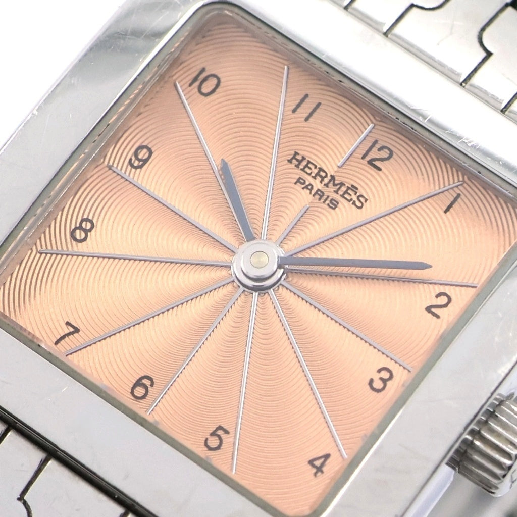 HERMES(エルメス) Hウォッチ サーモンピンク文字盤 SS/QZ ステンレス クォーツ 電池式 腕時計 HH1.210 レディース