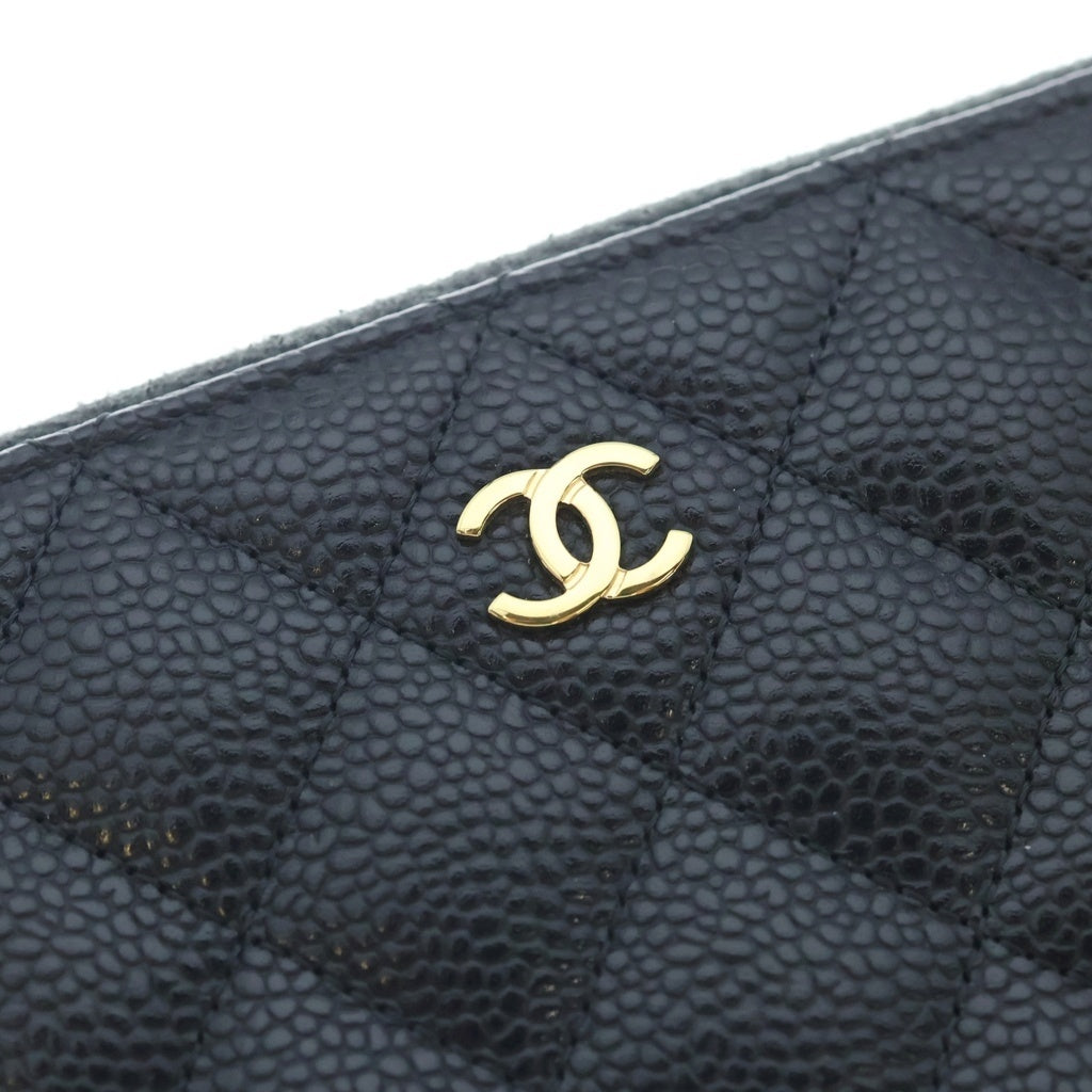 CHANEL(シャネル) マトラッセ クラシック ロングジップウォレット キャビアスキン ゴールド金具 ラウンドファスナー長財布 ブラック AP0242