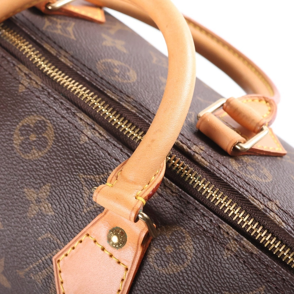 LOUIS VUITTON(ルイヴィトン) モノグラム スピーディー30 ハンドバッグ ボストンバッグ ブラウン レザー×PVC M41526 ゴールド金具 レディース