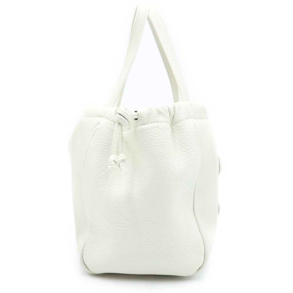 CELINE(セリーヌ) キュイルトリオンフスモールカバドローストリングバッグ ショルダーバッグ ホワイト グレインドカーフスキン 111013ENY.01HT ゴールド金具 レディース