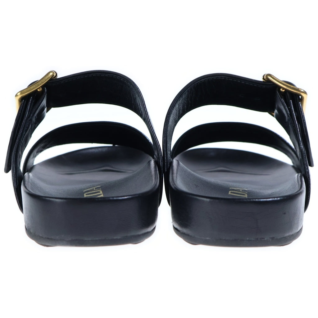 PRADA(プラダ) メタルバックル レザーサンダル ブラック レディース