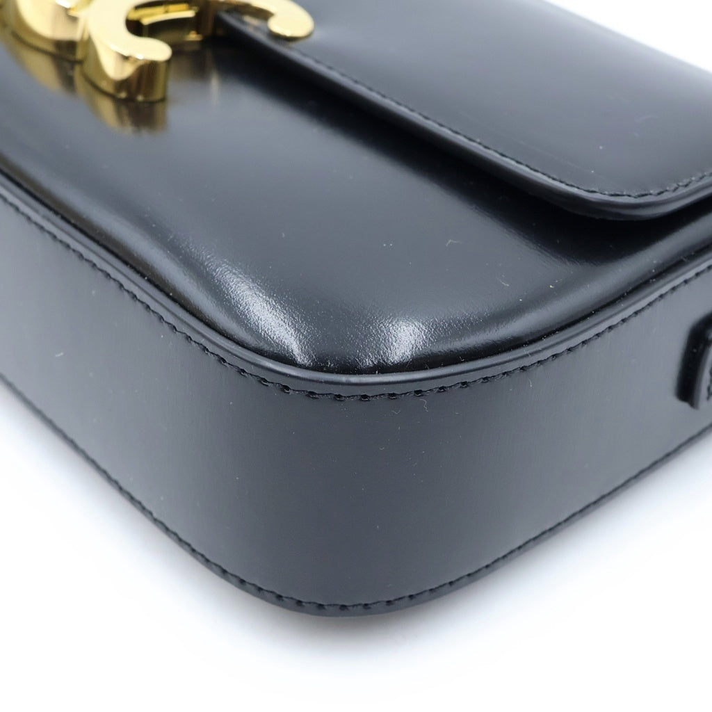 CELINE(セリーヌ) トリオンフ ショルダーバッグ ブラック シャイニーカーフスキン 194143BF4.38NO ゴールド金具 レディース