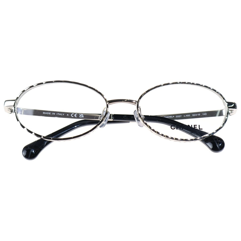 CHANEL(シャネル) オーバル シェイプ オプティカル メタル シルバー 眼鏡 メガネ アイウェア 55□18-140 ブラック/シルバー 2227