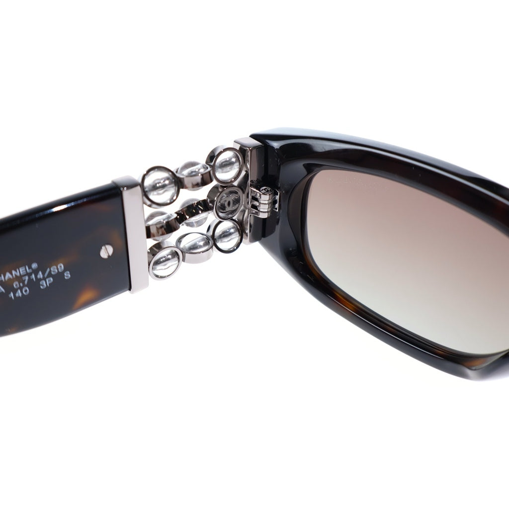 CHANEL(シャネル) ココマーク フェイクパール オーバル シェイプ サングラス アイウェア 53□17-140 ブラック 5544-A レディース