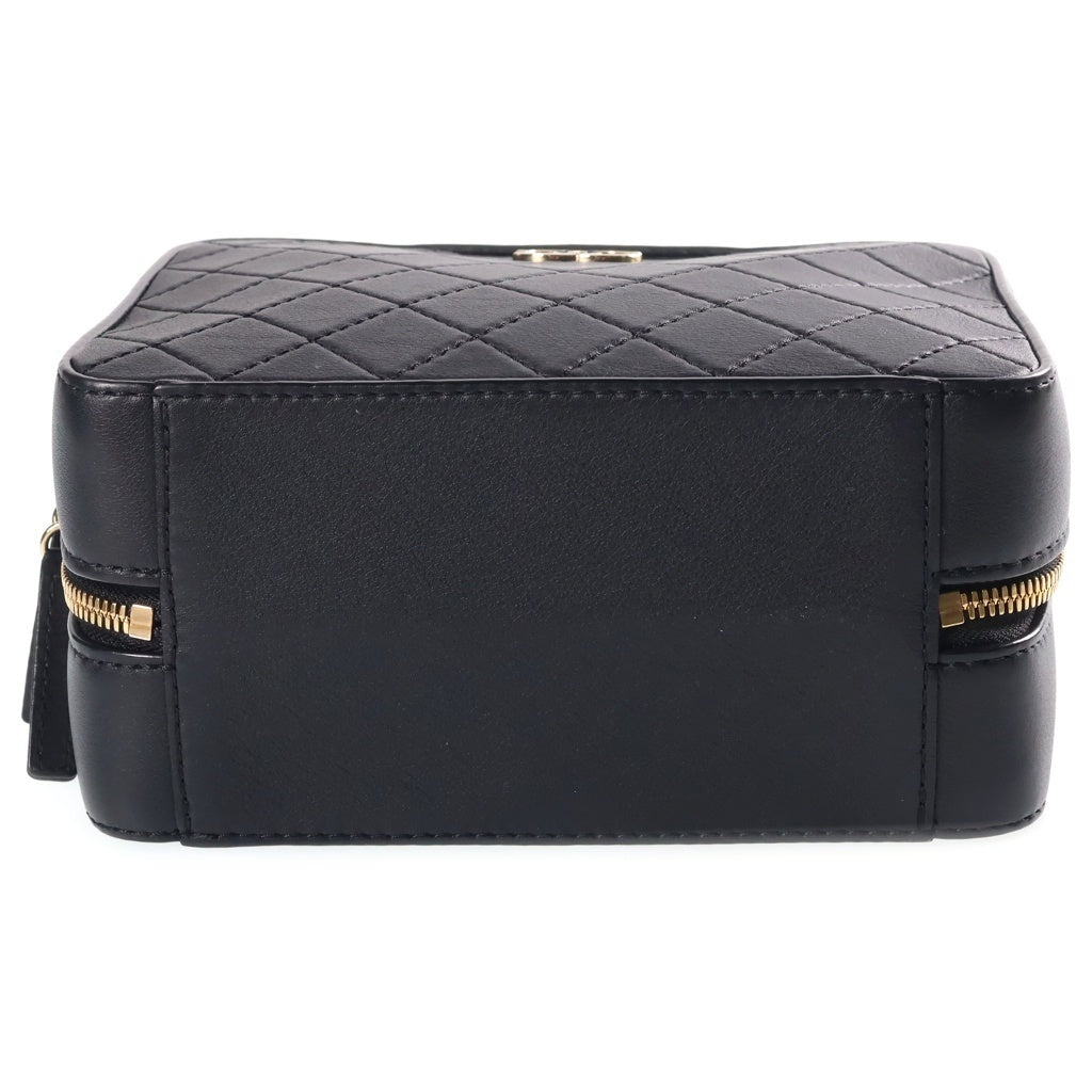 CHANEL(シャネル) マトラッセ ヴァニティケース 2WAYハンドバッグ ショルダーバッグ ブラック カーフスキン AS1286 ゴールド金具 レディース