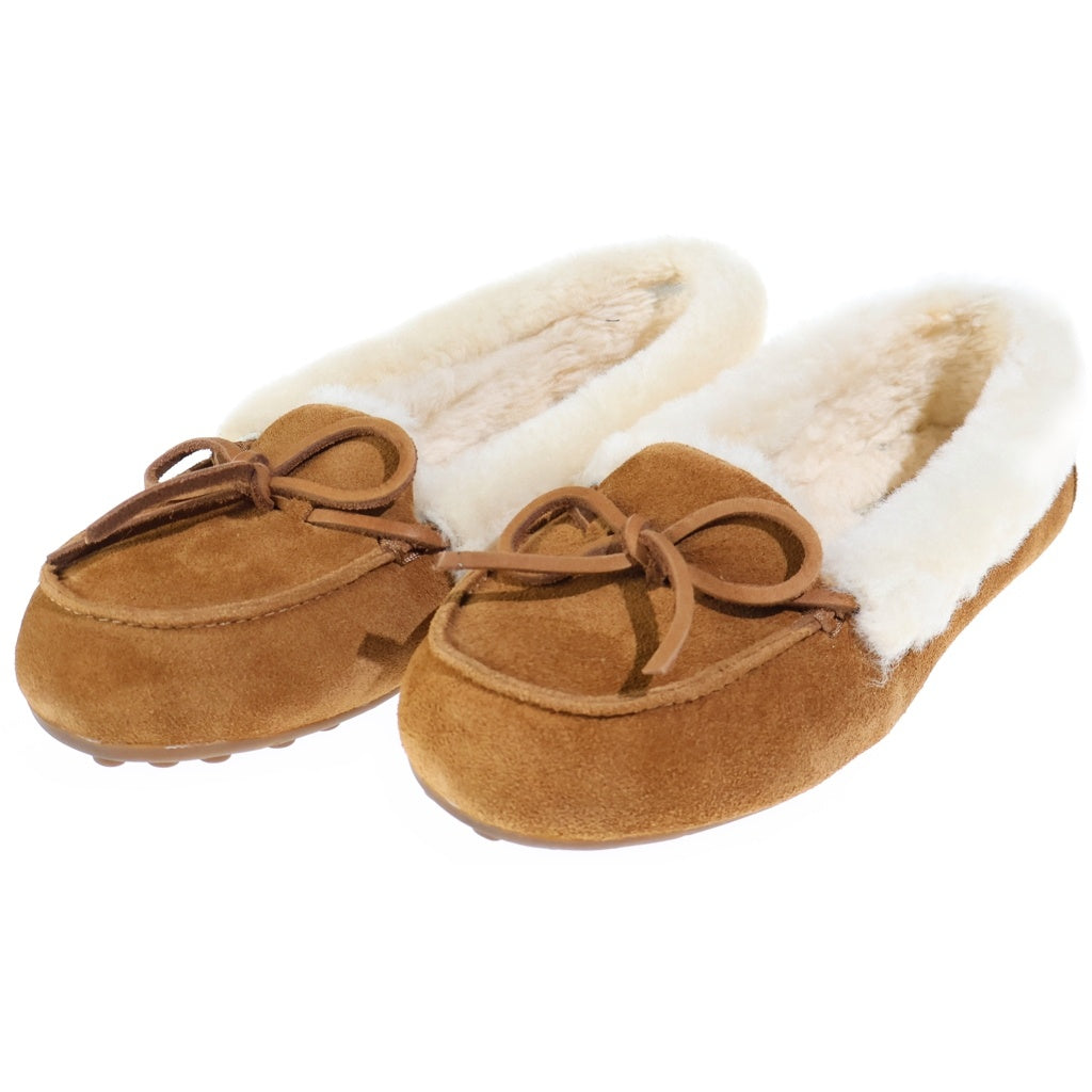 UGG(アグ) ボア ムートンフラットシューズ フラットパンプス ブラウン×ベージュ #38 レディース