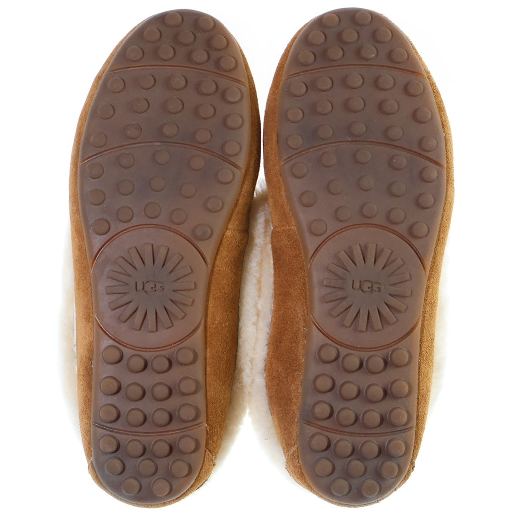UGG(アグ) ボア ムートンフラットシューズ フラットパンプス ブラウン×ベージュ #38 レディース