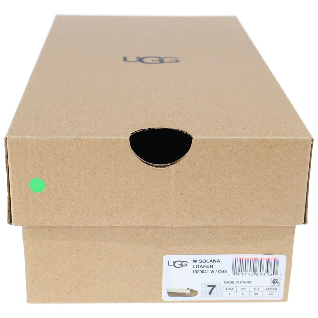UGG(アグ) ボア ムートンフラットシューズ フラットパンプス ブラウン×ベージュ #38 レディース