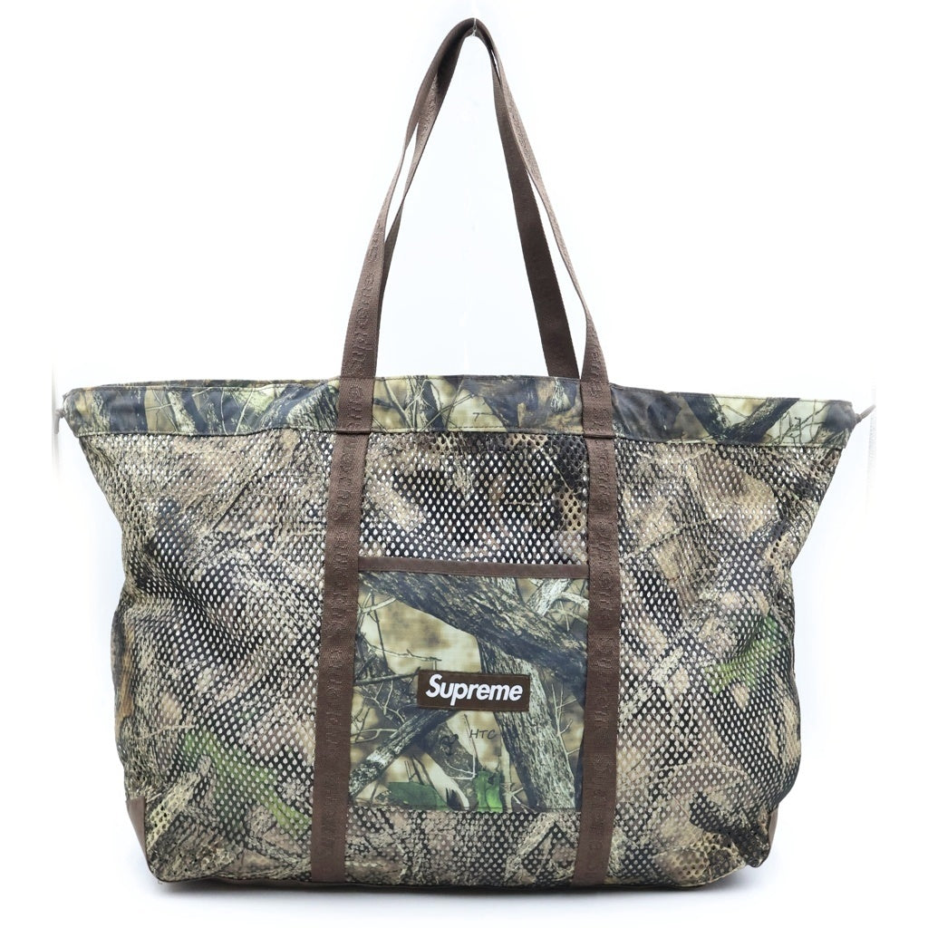 SUPREME(シュプリーム) 25SS Mesh Tote Bag Camo メッシュトートバッグ カモ ロゴ カーキ レディース