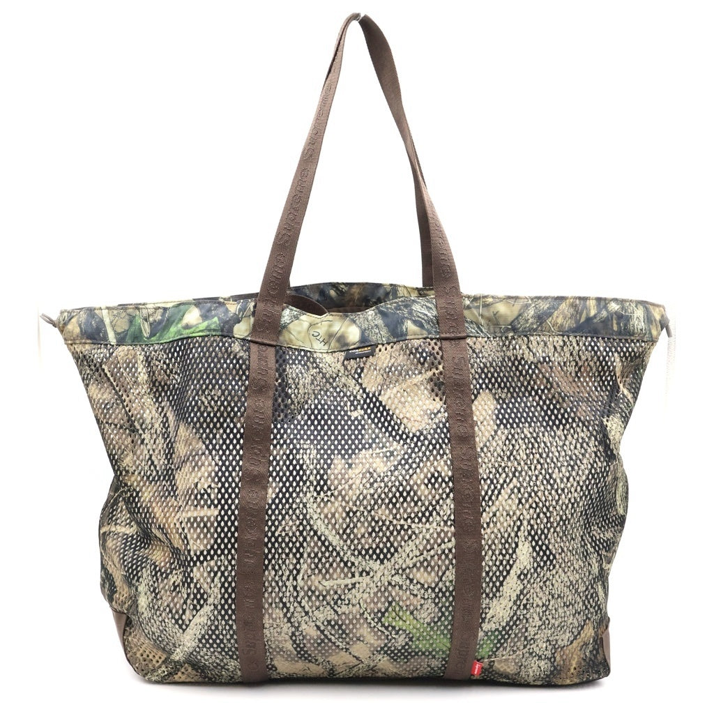SUPREME(シュプリーム) 25SS Mesh Tote Bag Camo メッシュトートバッグ カモ ロゴ カーキ レディース
